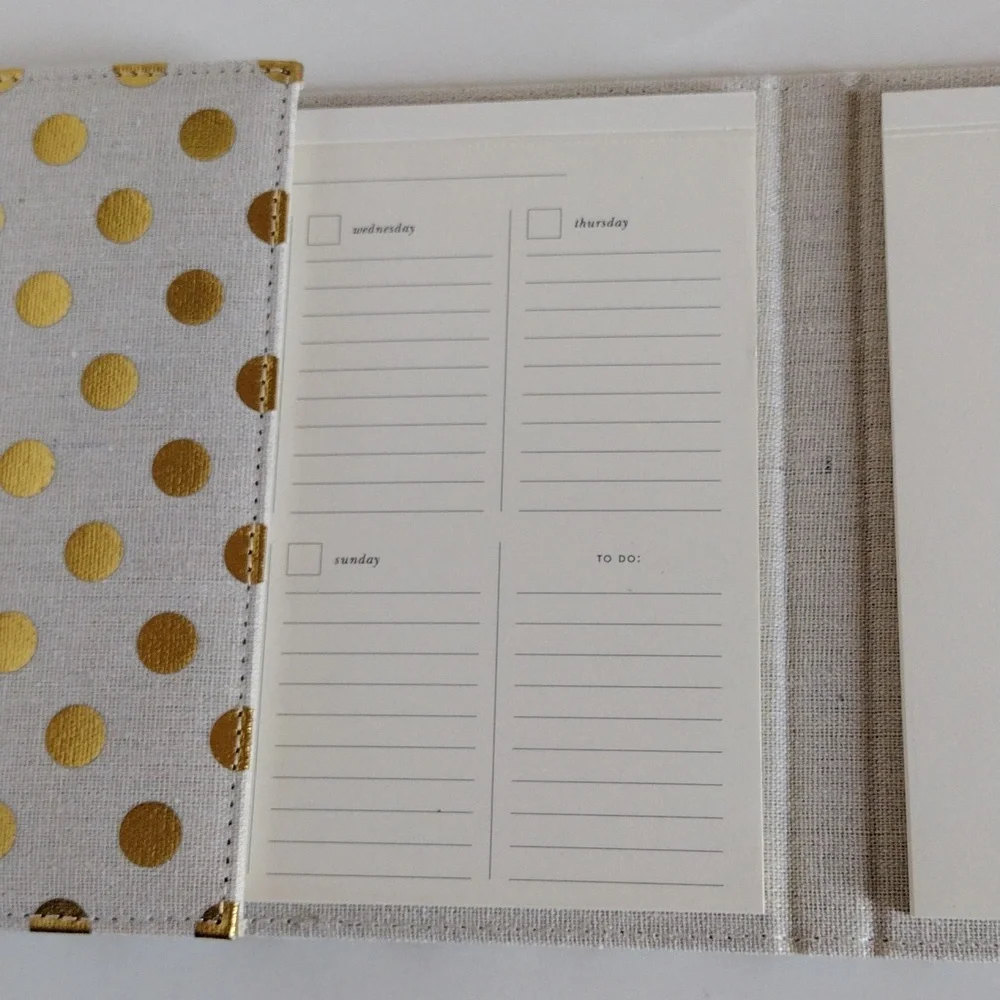 Kate Spade White and Gold Polka Dot Weekly Calendar Folio